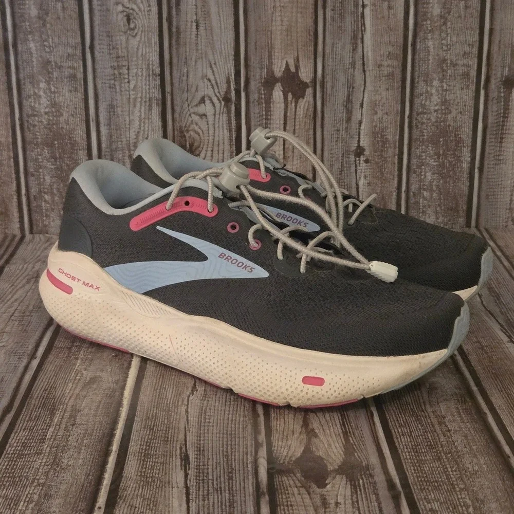 Sz 10.5 B Womens Brooks Ghost Max Ebony Lilac‎ Max Support Cushion Running Shoes
